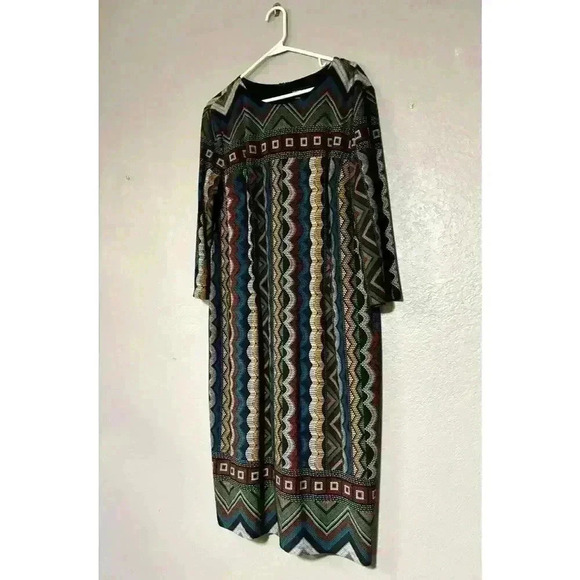 Liz Claiborne Geometric Print Midi Dress Multicolor Plus Size 18 Half Sleeve EUC - Picture 3 of 10